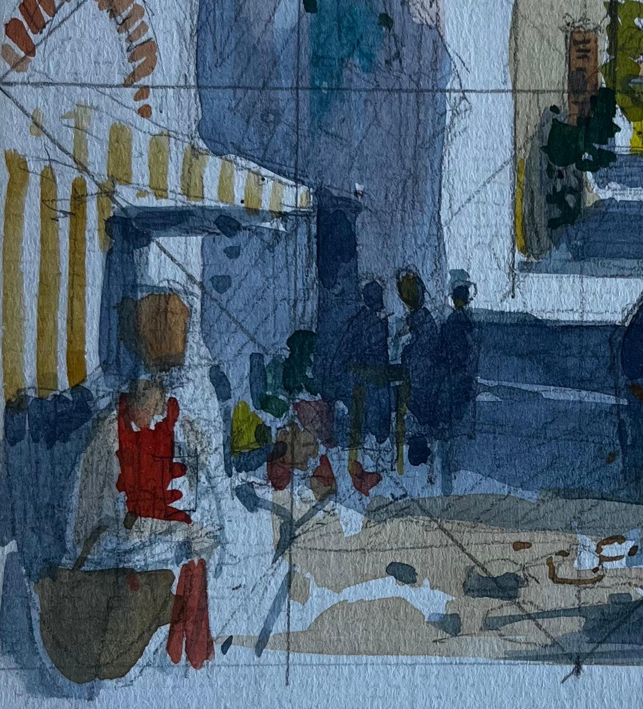 Studio del mercato di strada del Mediterraneo Acquerello di metà secolo di Pierre Neveu in vendita 5