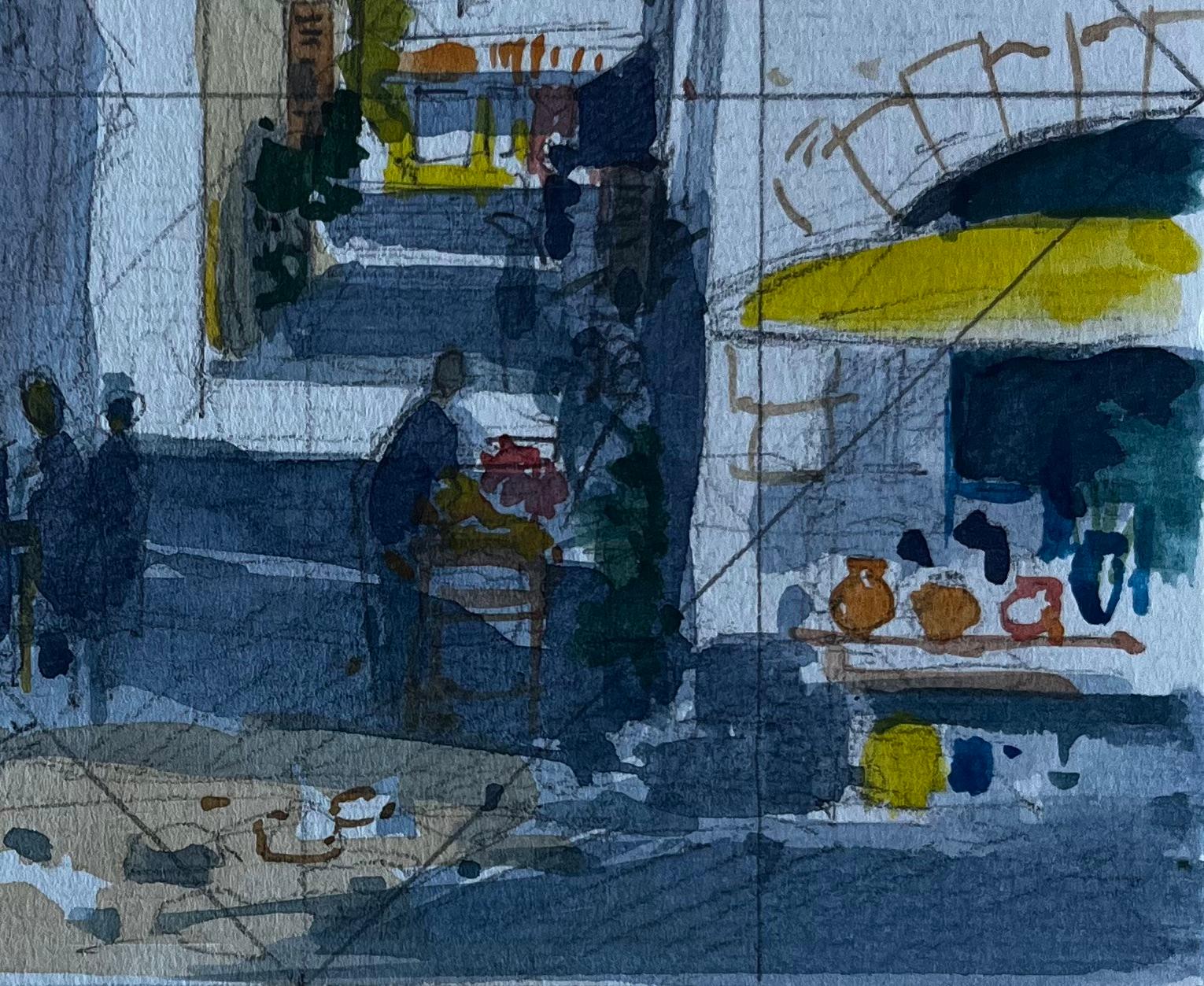 Studio del mercato di strada del Mediterraneo Acquerello di metà secolo di Pierre Neveu in vendita 4