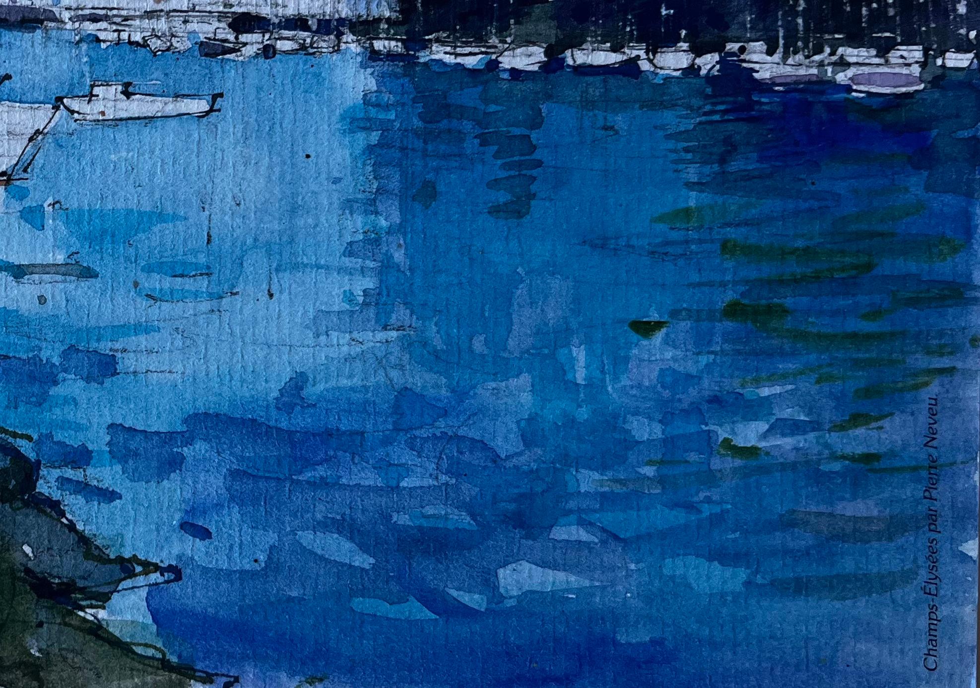 Titel: Hafen von La Trinité sur Mer Bretagne Französisch Küsten Aquarell
Künstler: Pierre Neveu (Franzose, geb. 1929)
Medium: Aquarell auf Künstlerpapier, ungerahmt
Größe (H x B): 5,75 x 8,5 Zoll
Zustand: Insgesamt gut. Lebendige Farbe und klare