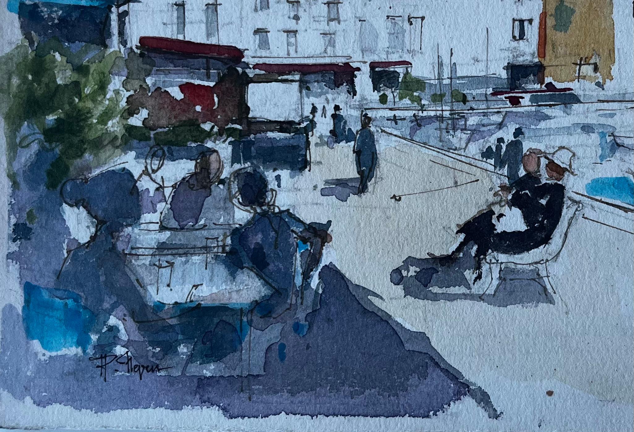 Passeggiata sul porto di Cassis nel sud della Francia Acquerello francese di Pierre Neveu in vendita 6