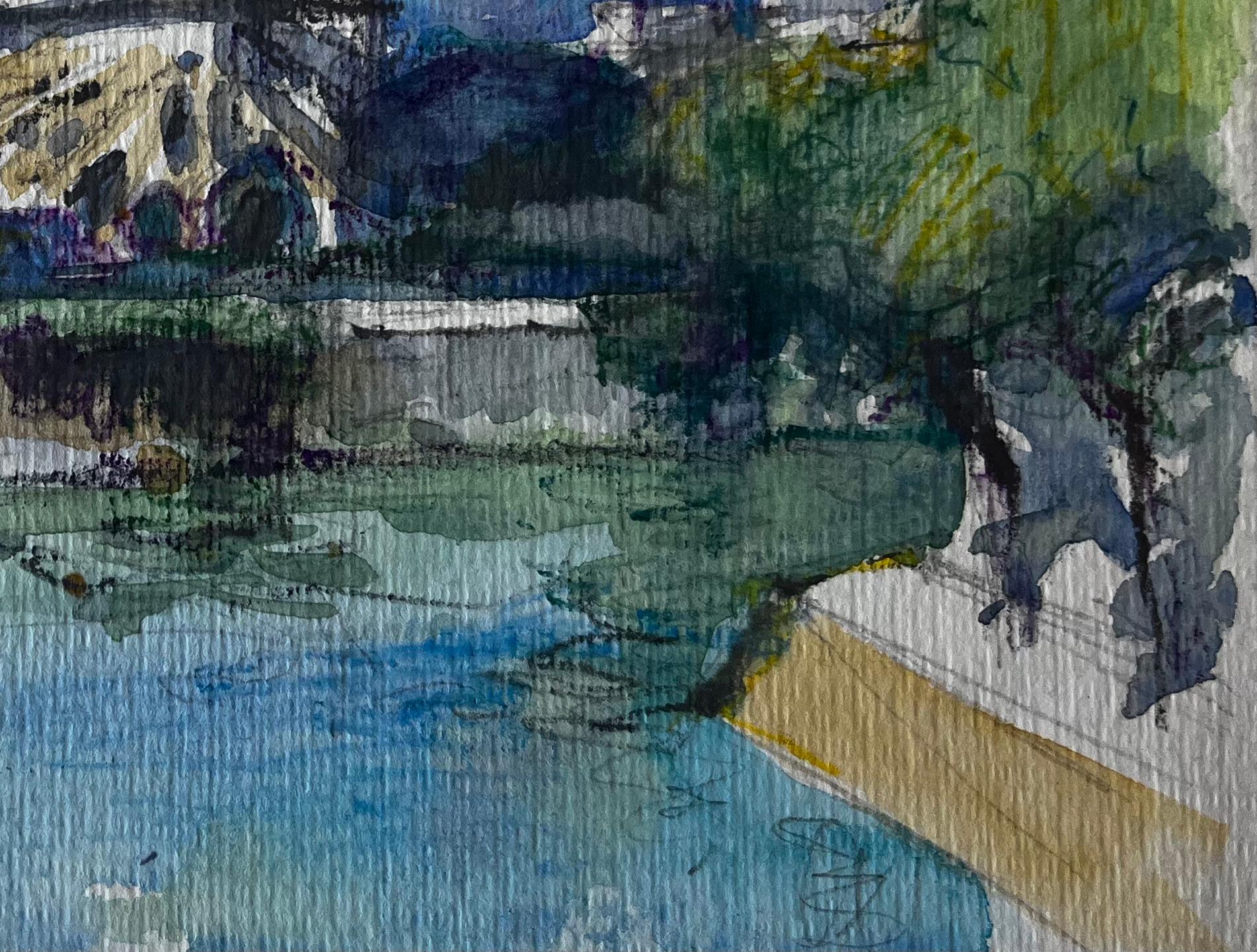 Titolo: Cattedrale di Notre Dame Parigi Fiume Senna Acquerello francese Paesaggio urbano
Artista: Pierre Neveu (francese, nato nel 1929)
Medium: Acquerello su carta da artisti, senza cornice
Dimensioni (H. x L): 6 x 8,75 pollici
Condit: