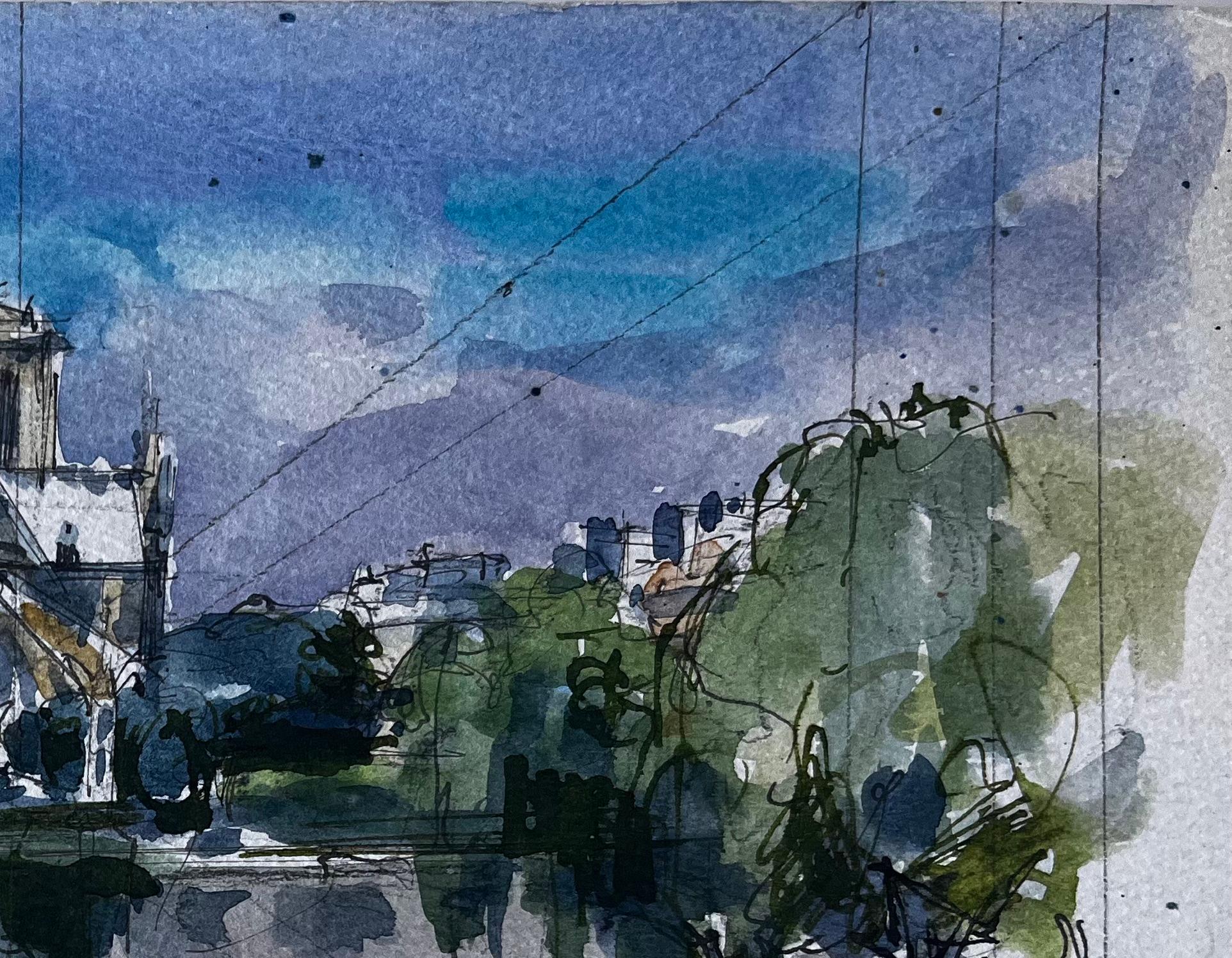 Titolo: Cattedrale di Notre Dame Parigi Fiume Senna Acquerello francese Paesaggio urbano
Artista: Pierre Neveu (francese, nato nel 1929)
Medium: Acquerello su carta da artisti, senza cornice
Dimensioni (H. x L): 7,25 x 11 pollici
Condit: