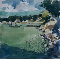 Le Pontreau Paesaggio costiero francese Scena di mare acquerellata di Pierre Neveu