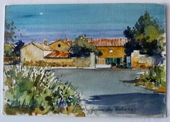 La Ferme des Sables Paysage agricole français Aquarelle de Pierre Neveu