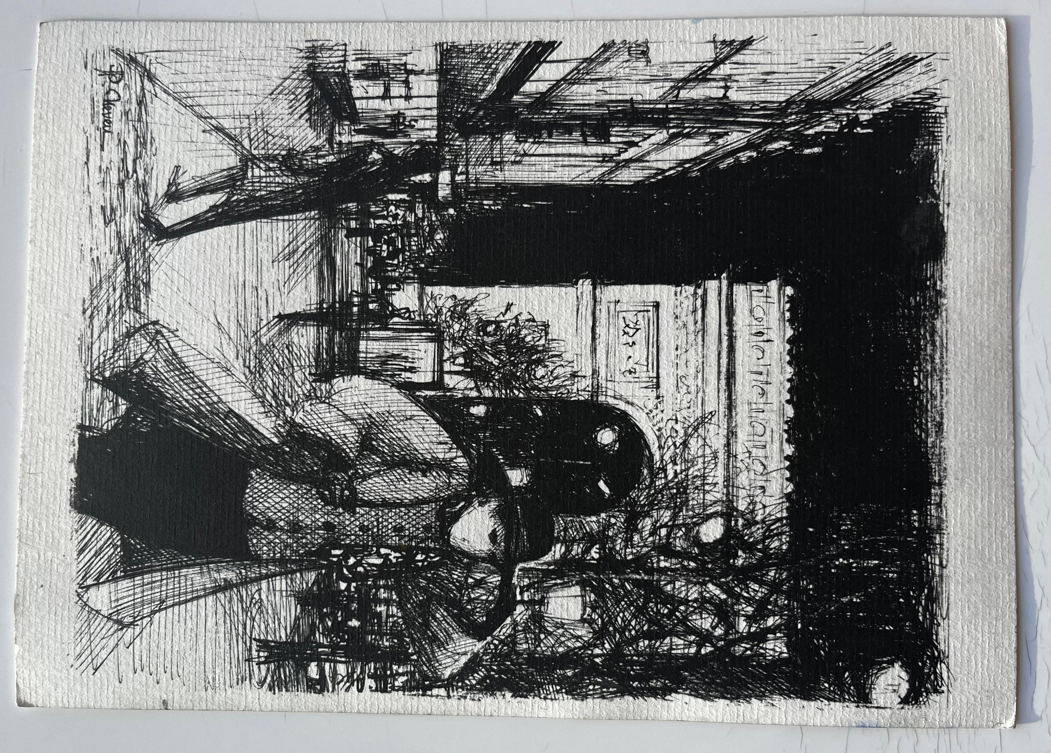 Phare français Scène portuaire Côte bretonne Aquarelle de Pierre Neveu en vente 7