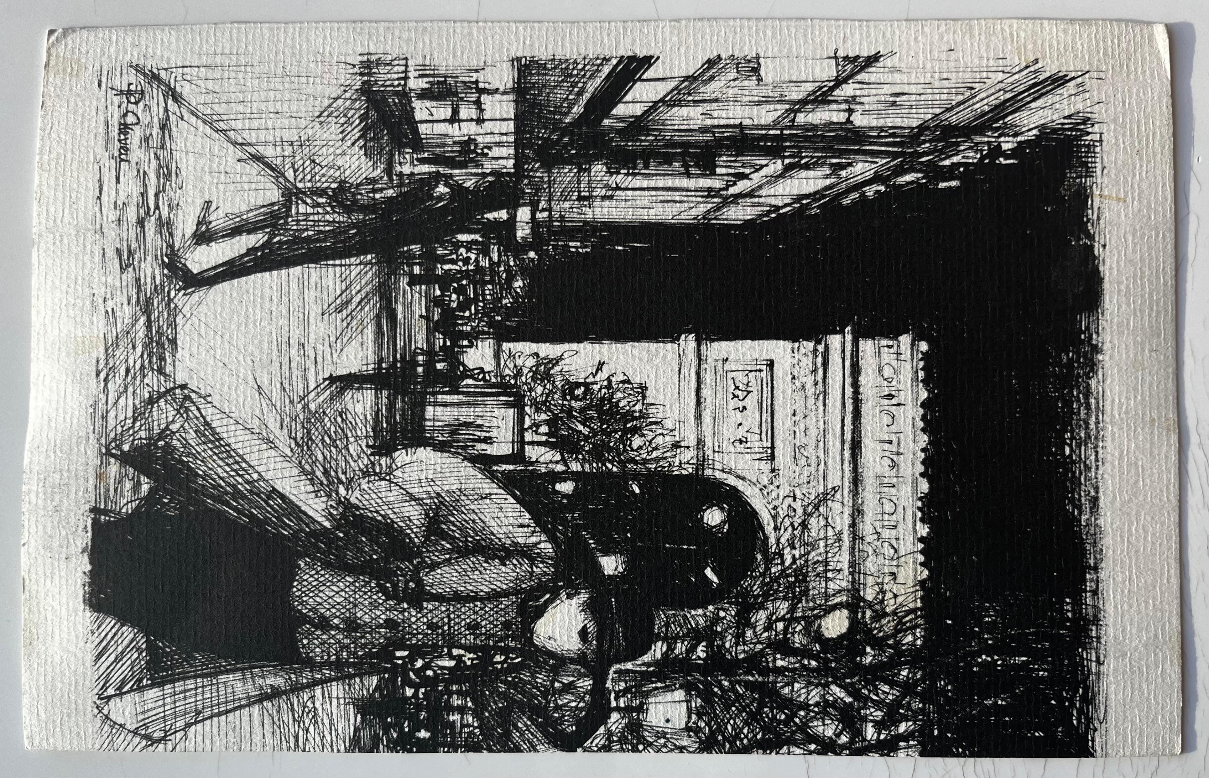 Château français au bord de l'eau Etude d'atmosphère Aquarelle de Pierre Neveu en vente 7