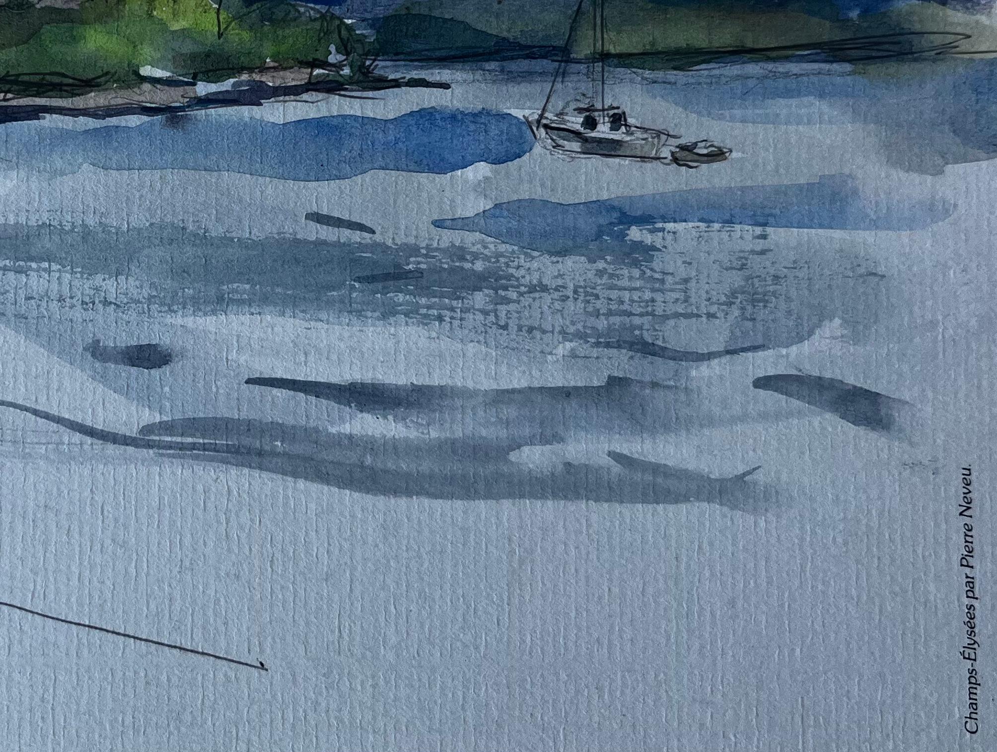 Paesaggio delle Highlands scozzesi di Loch Lomond Acquerello di Pierre Neveu in vendita 5