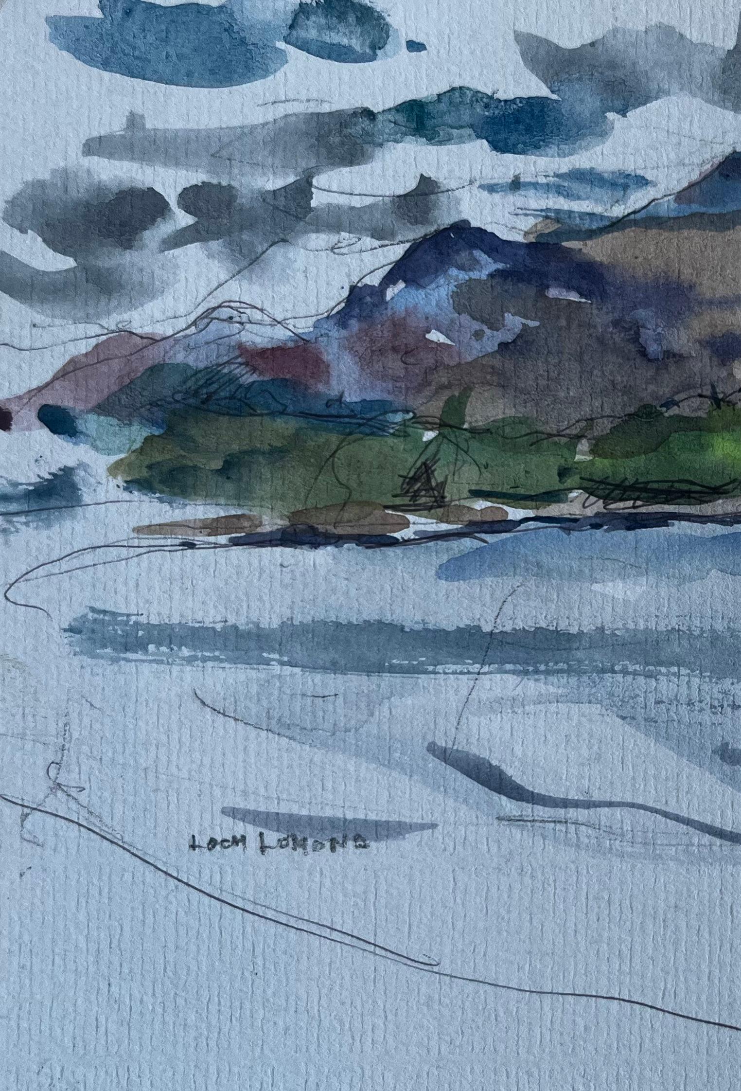 Paesaggio delle Highlands scozzesi di Loch Lomond Acquerello di Pierre Neveu in vendita 4