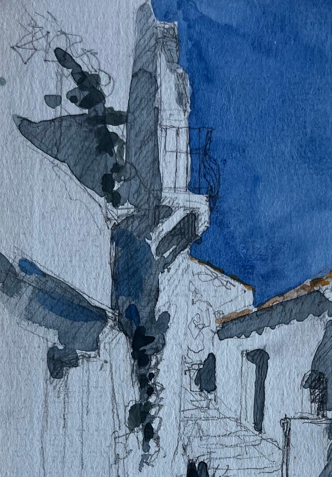 Cucuron Provenza - Scena di strada illuminata dal sole - Acquerello di Pierre Neveu, artista francese in vendita 4