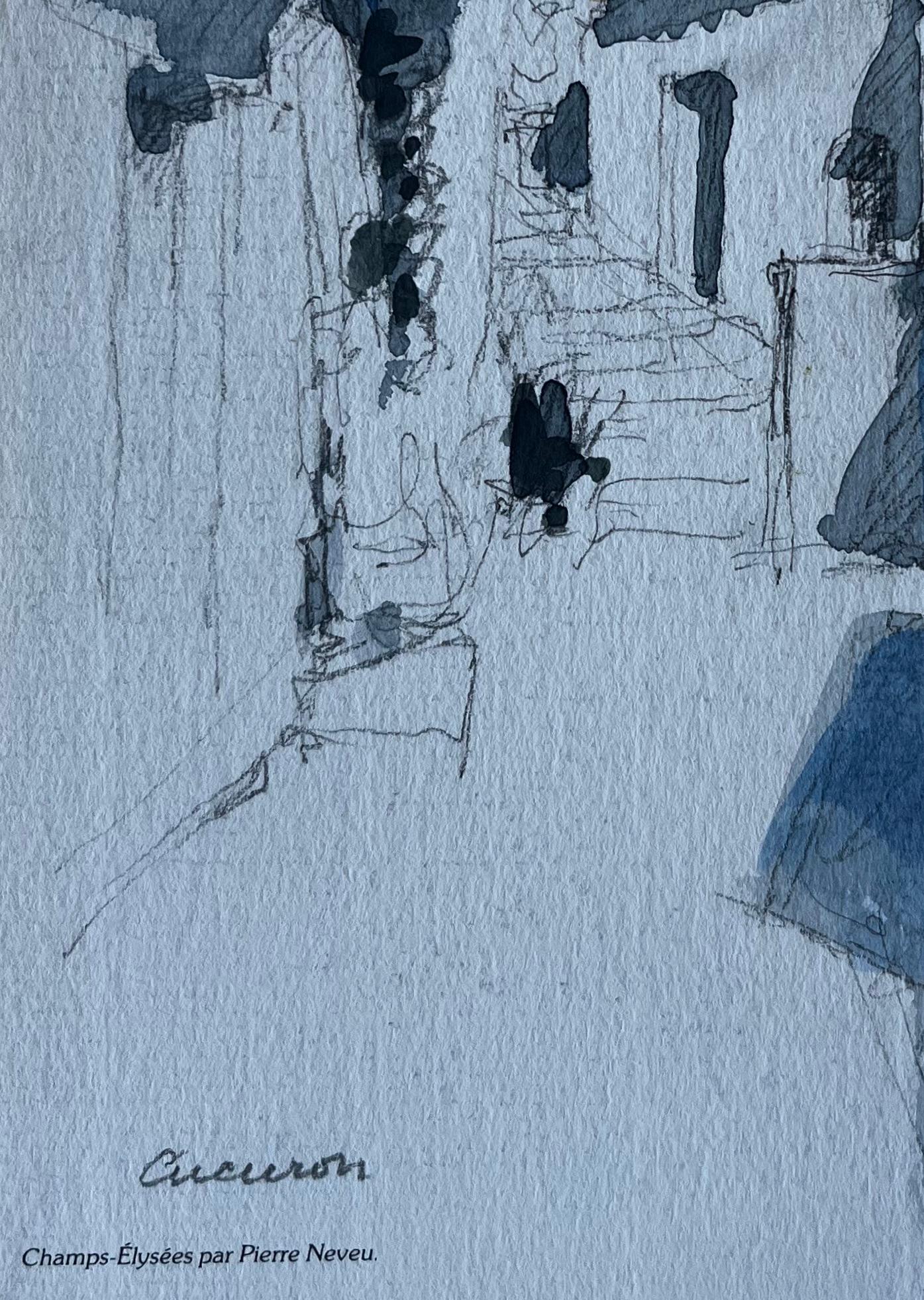 Cucuron Provenza - Scena di strada illuminata dal sole - Acquerello di Pierre Neveu, artista francese in vendita 5