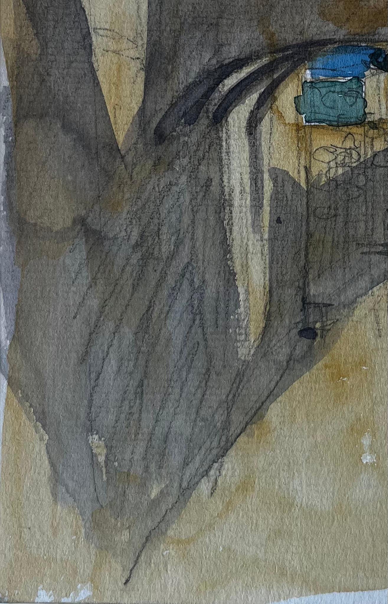 Arcade ensoleillée et rue étroite Southern France Aquarelle de Pierre Neveu en vente 4