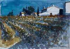 Le Louroux Bottereau Paesaggio francese Acquerello di Pierre Neveu