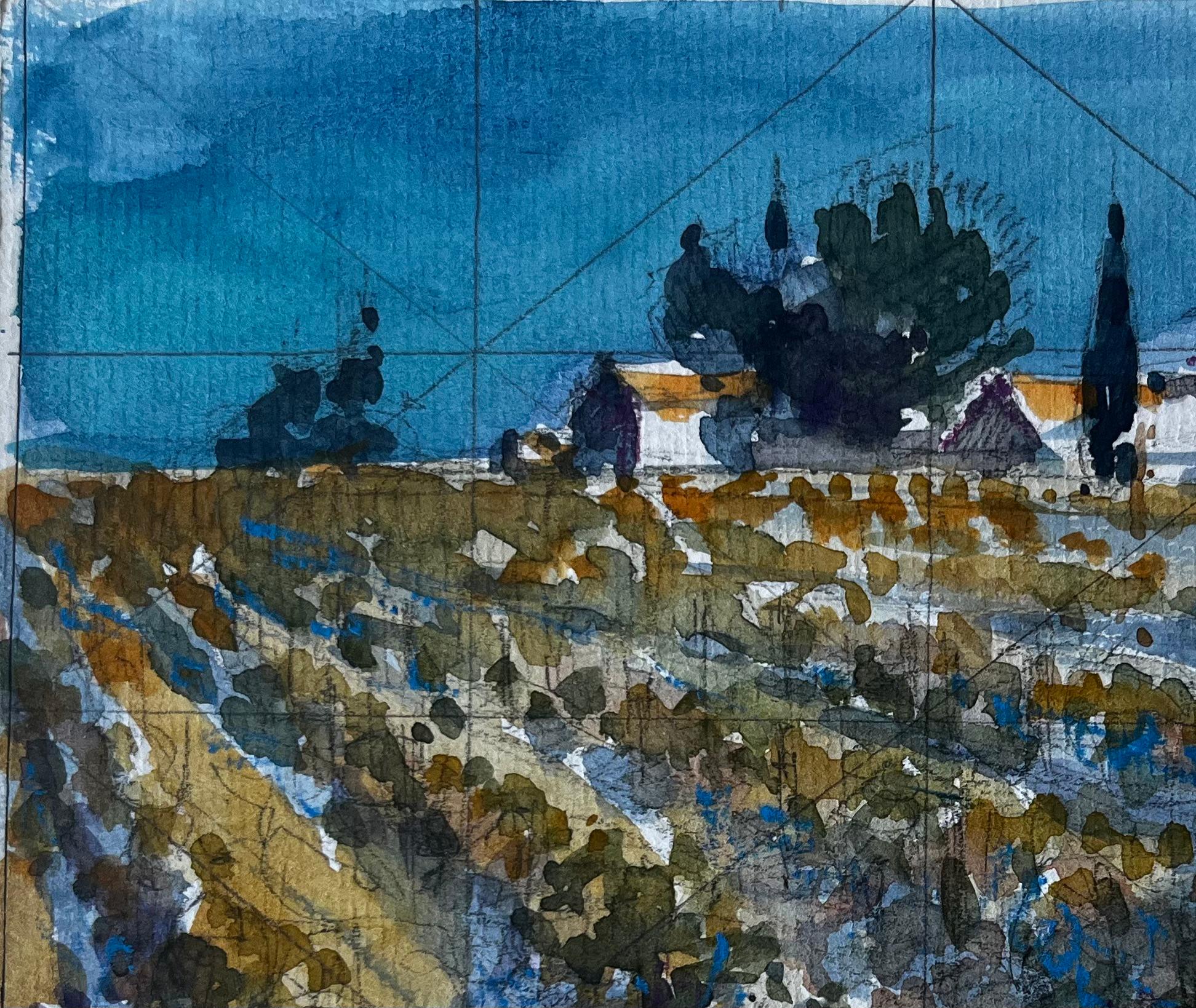 Le Louroux Bottereau Paysage français Aquarelle de Pierre Neveu en vente 4