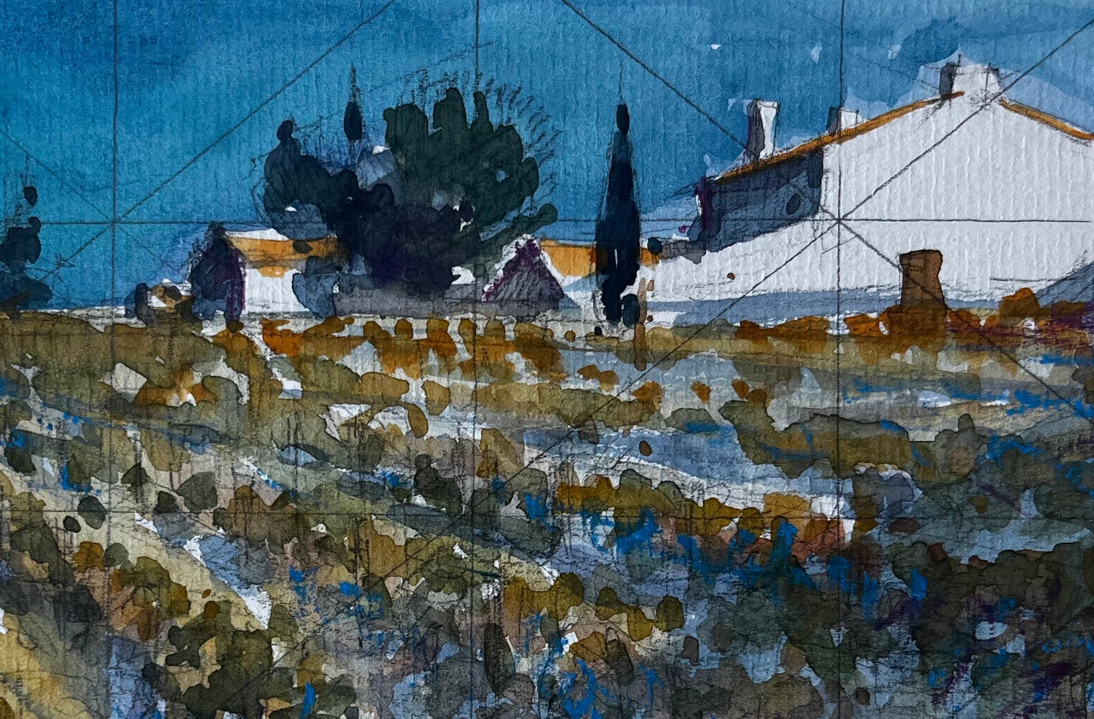 Le Louroux Bottereau Paysage français Aquarelle de Pierre Neveu en vente 6