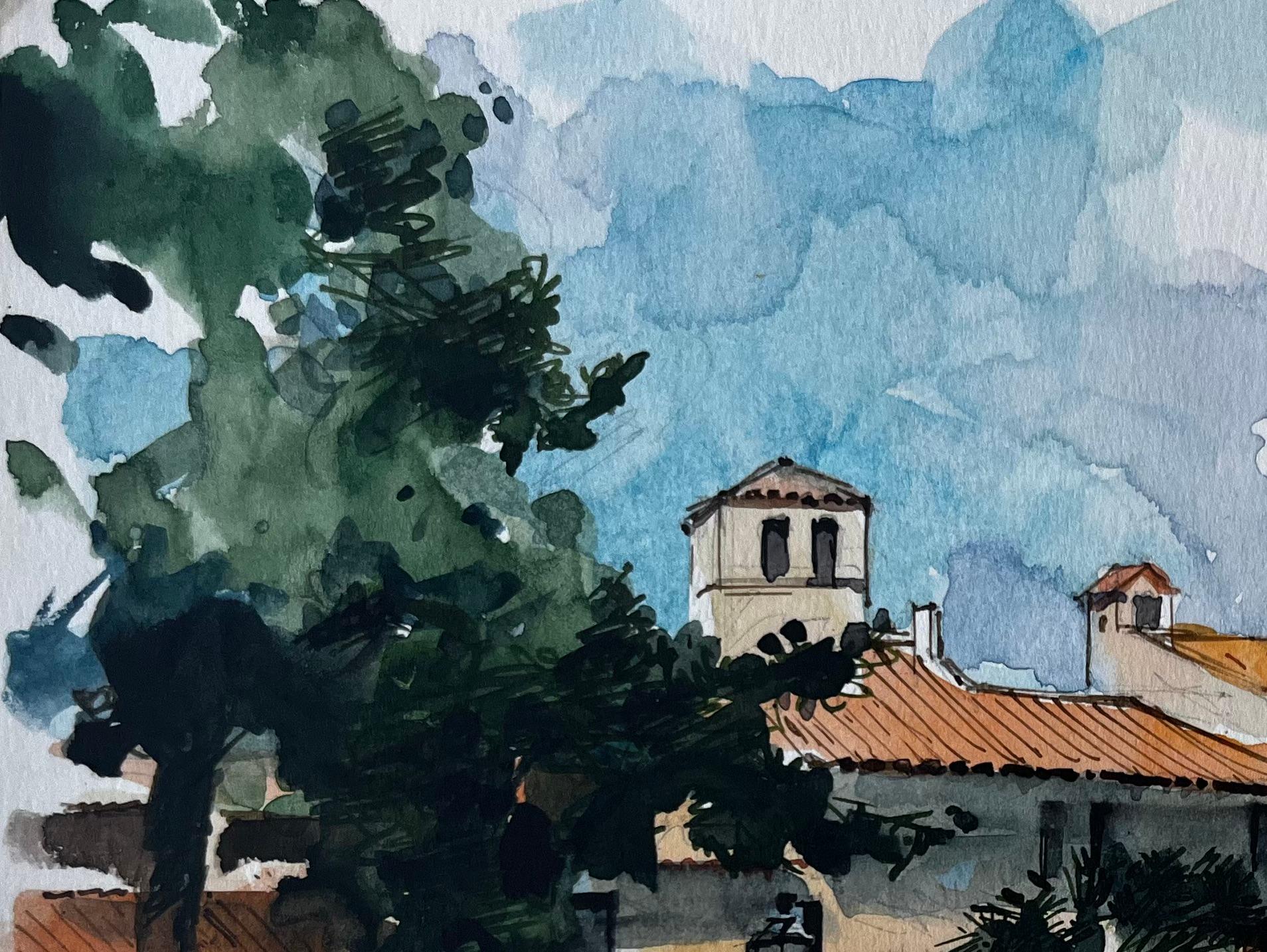 Titre : Village méditerranéen Toits, tours d'église et pins Aquarelle
Artistics : Pierre Neveu (français né en 1929)
Support : Aquarelle sur carte, non encadrée
Taille (H x L) : 6.25 x 9.75 pouces
Condit : Bon dans l'ensemble, avec de légères