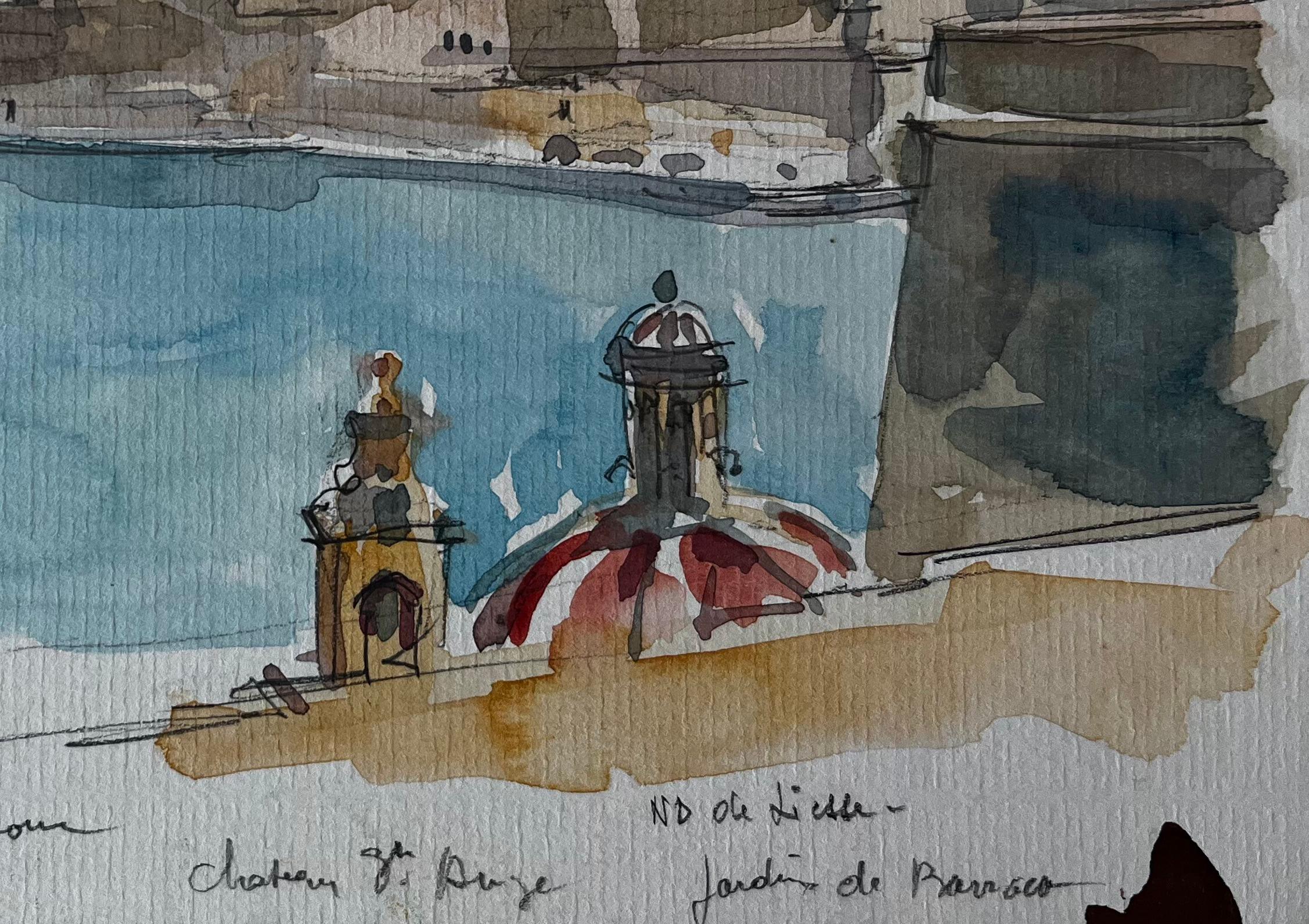 La Valette Grand Harbour Fort St Angelo et jardins de Barrakka Méditerranée - Post-impressionnisme Art par Pierre Neveu