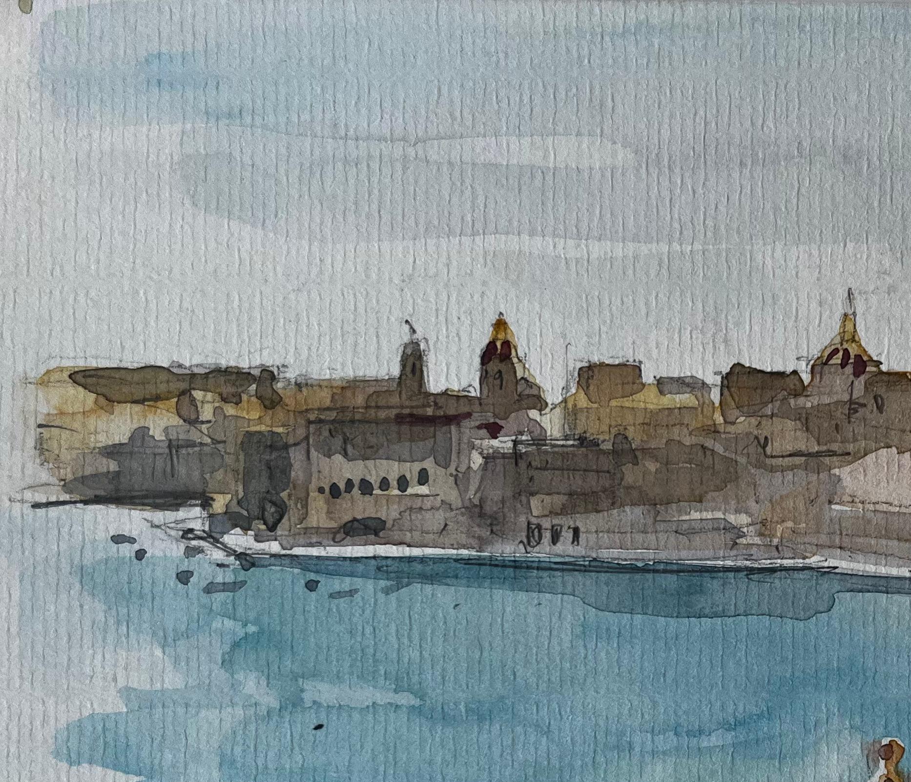 Titre : La Valette Grand Harbour Fort St Angelo et jardins de Barrakka Aquarelle méditerranéenne
Artistics : Pierre Neveu (français né en 1929)
Moyen d'expression : Aquarelle sur papier d'artiste, non encadrée
Taille (H x L) : 6.25 x 8.75 pouces
Non