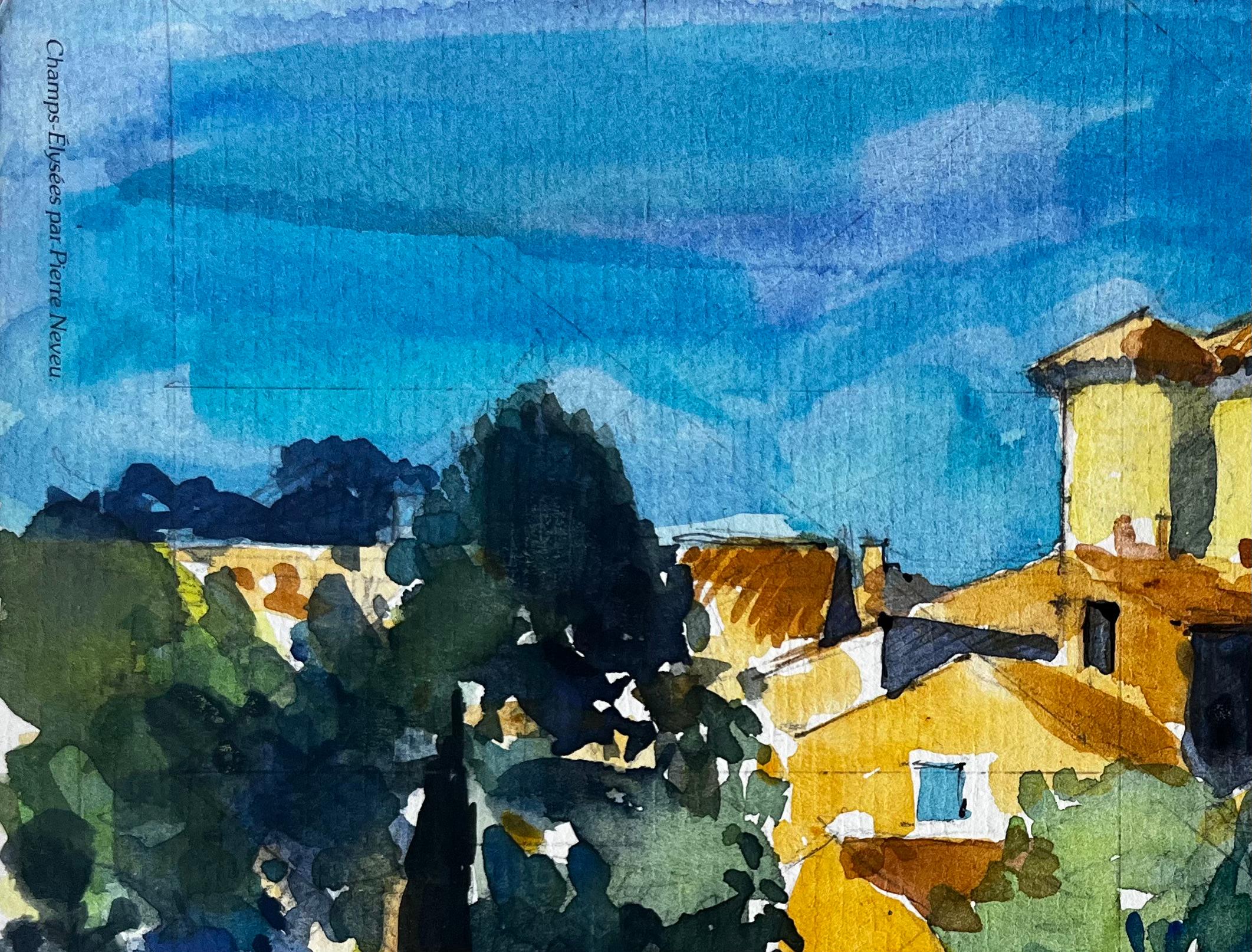 Titre : Rudinal Provence Village Maisons Jaunes Cyprès Paysage Français Aquarelle
Artistics : Pierre Neveu (français né en 1929)
Moyen d'expression : Aquarelle sur papier d'artiste, non encadrée
Taille (H x L) : 6,25 x 8,5 pouces
Inscrit en bas à