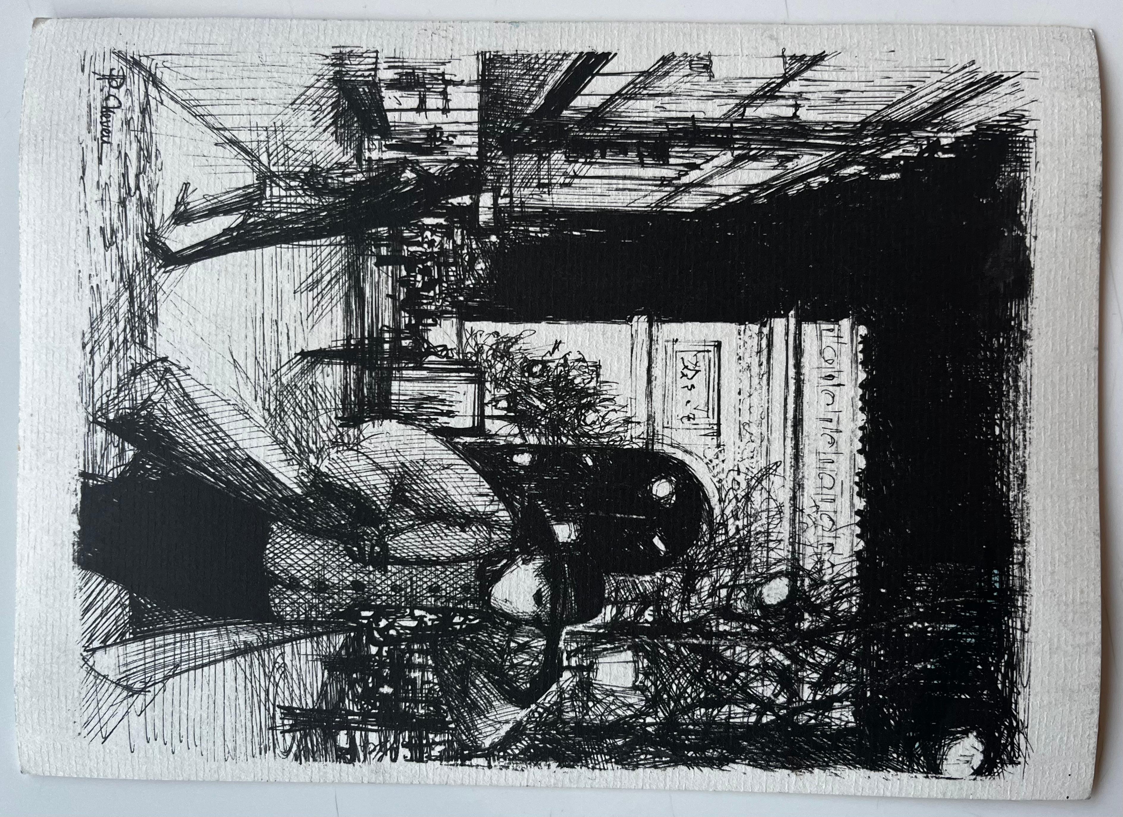 Cappella provenzale Chiesa illuminata dal sole Sentiero di cipressi Paesaggio francese Acquerello in vendita 3