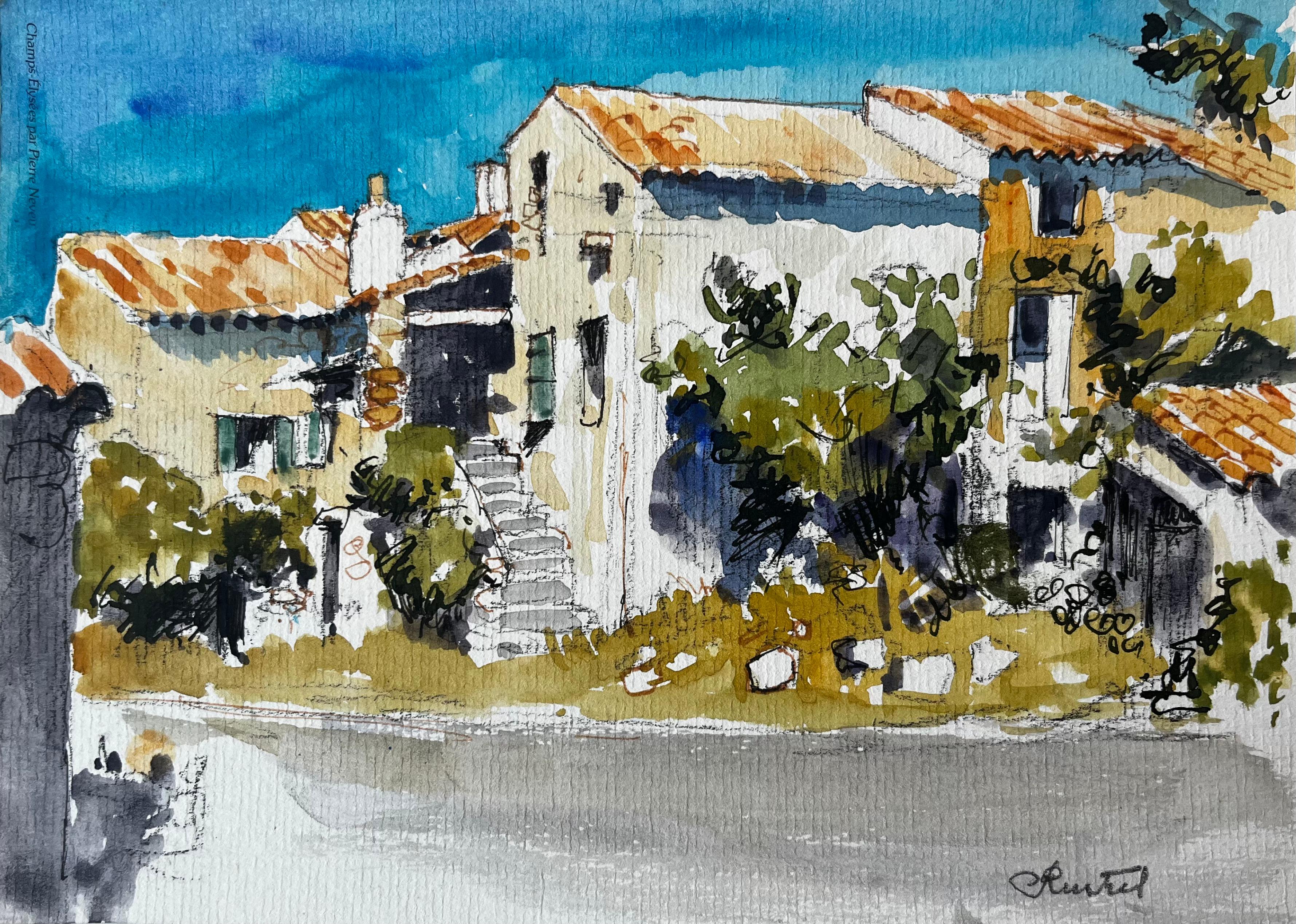 Case del villaggio provenzale Muri di pietra Tetti di terracotta Paesaggio francese