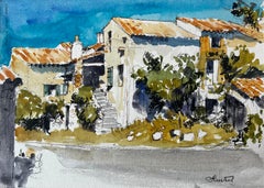 Maisons de village provençales Murs en pierre Toits en terre cuite Paysage français