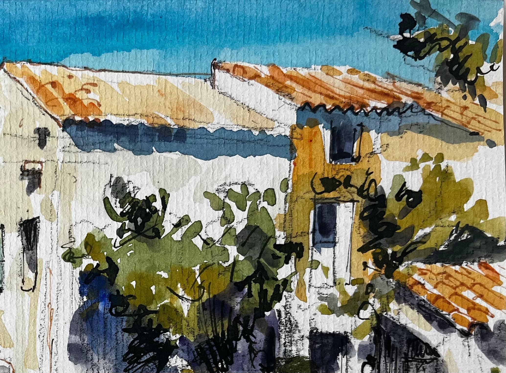 Häuser in provenzalischen Dörfern Steinmauern Terrakotta-Dächer Französische Landschaften (Post-Impressionismus), Art, von Pierre Neveu