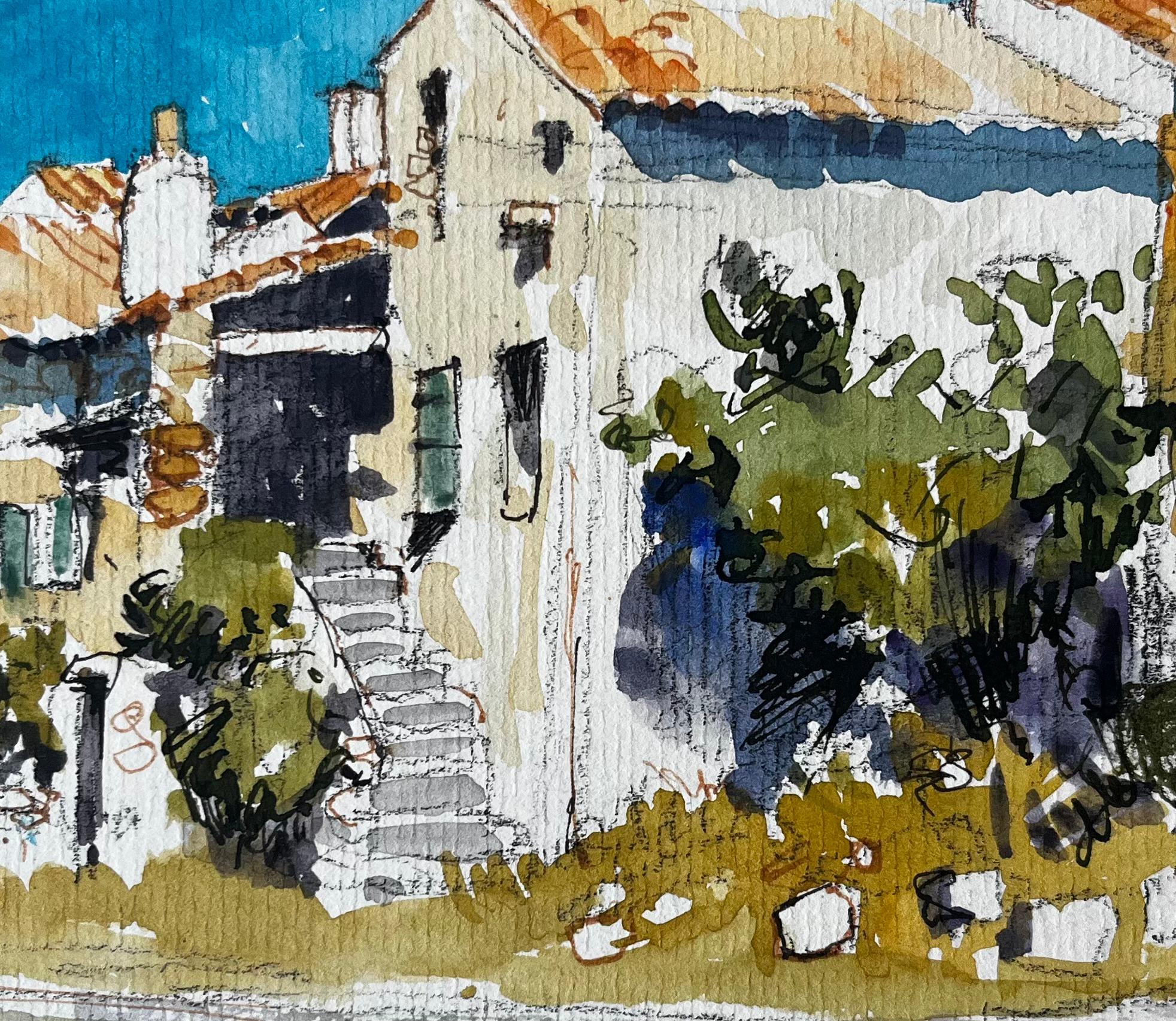 Häuser in provenzalischen Dörfern Steinmauern Terrakotta-Dächer Französische Landschaften im Angebot 2