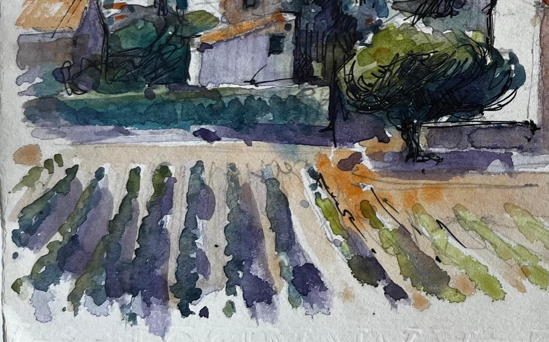 Titolo: Sablet Provenza Vigneti Cascine Alberi Colline Paesaggio Francese Acquerello
Artista: Pierre Neveu (francese, nato nel 1929)
Medium: Acquerello su carta d'artista, senza cornice
Dimensioni (H. x L): 6,25 x 8,5 pollici
Inscritto 