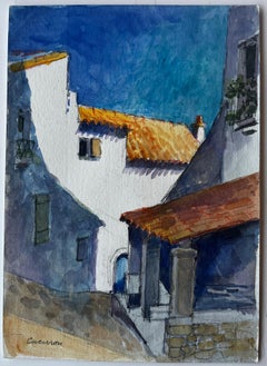 Cucuron Provence Sunlit White Buildings Terracotta Roofs Village Street