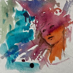 Étude de portrait féminin abstrait aquarelle gouache peinture de figure expressionniste