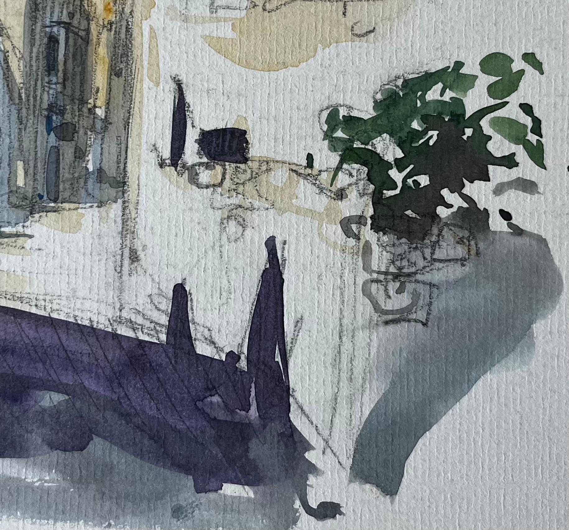 Titre : Mediterranean Sunlit Street Church's Tower White Buildings Plant Pot Watercolour
Artistics : Pierre Neveu (français né en 1929)
Moyen d'expression : Aquarelle sur papier d'artiste, non encadrée
Taille (H x L) : 6.25 x 8.75 pouces
Condit :