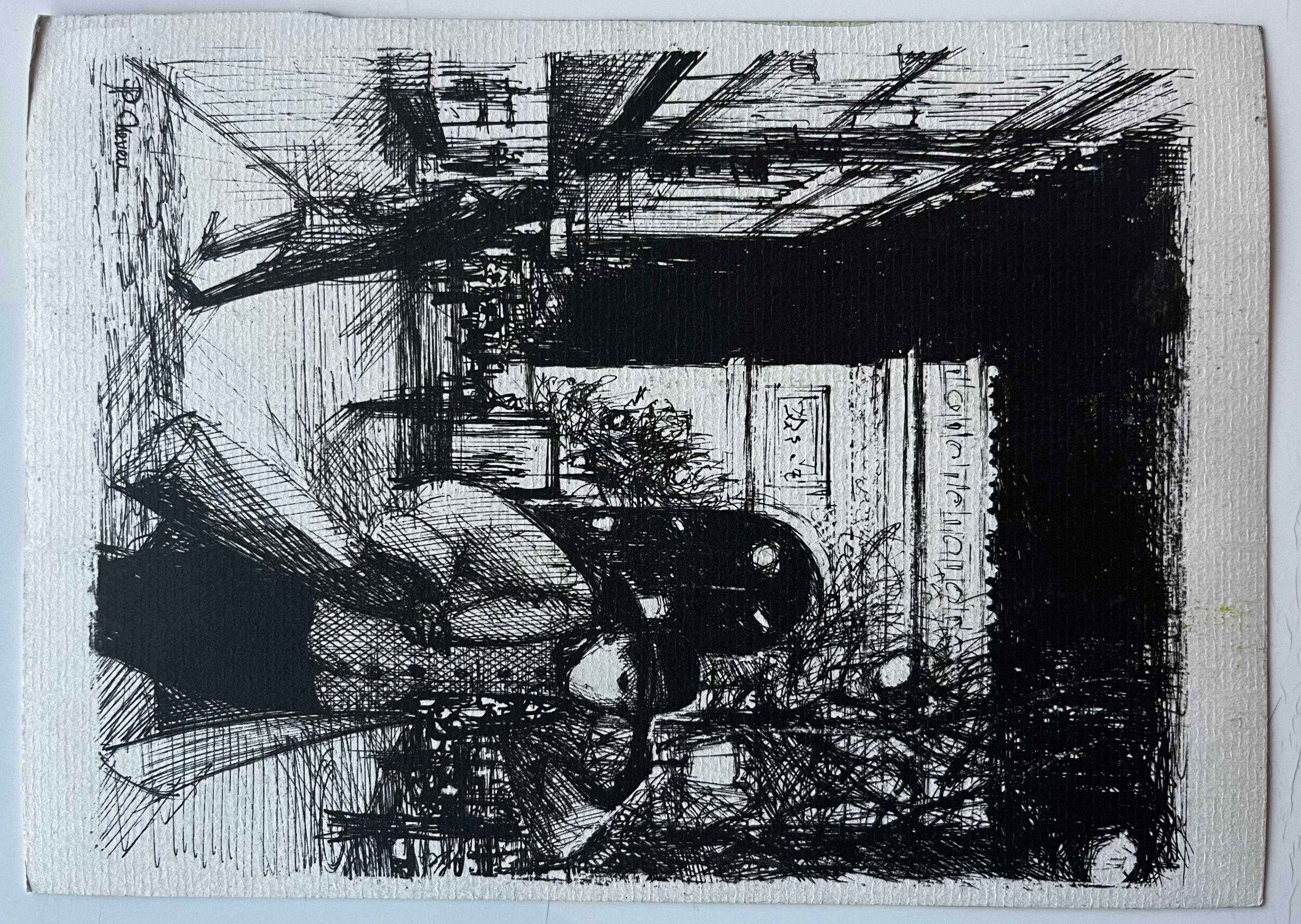 Cucuron Provence Dächer Terrakotta-Fliesen Dorfhäuser Bäume Landschaft im Angebot 3