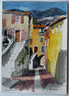 Gorbio Provence Village Steps Colourful Houses Hilltop Street Scene Landscape