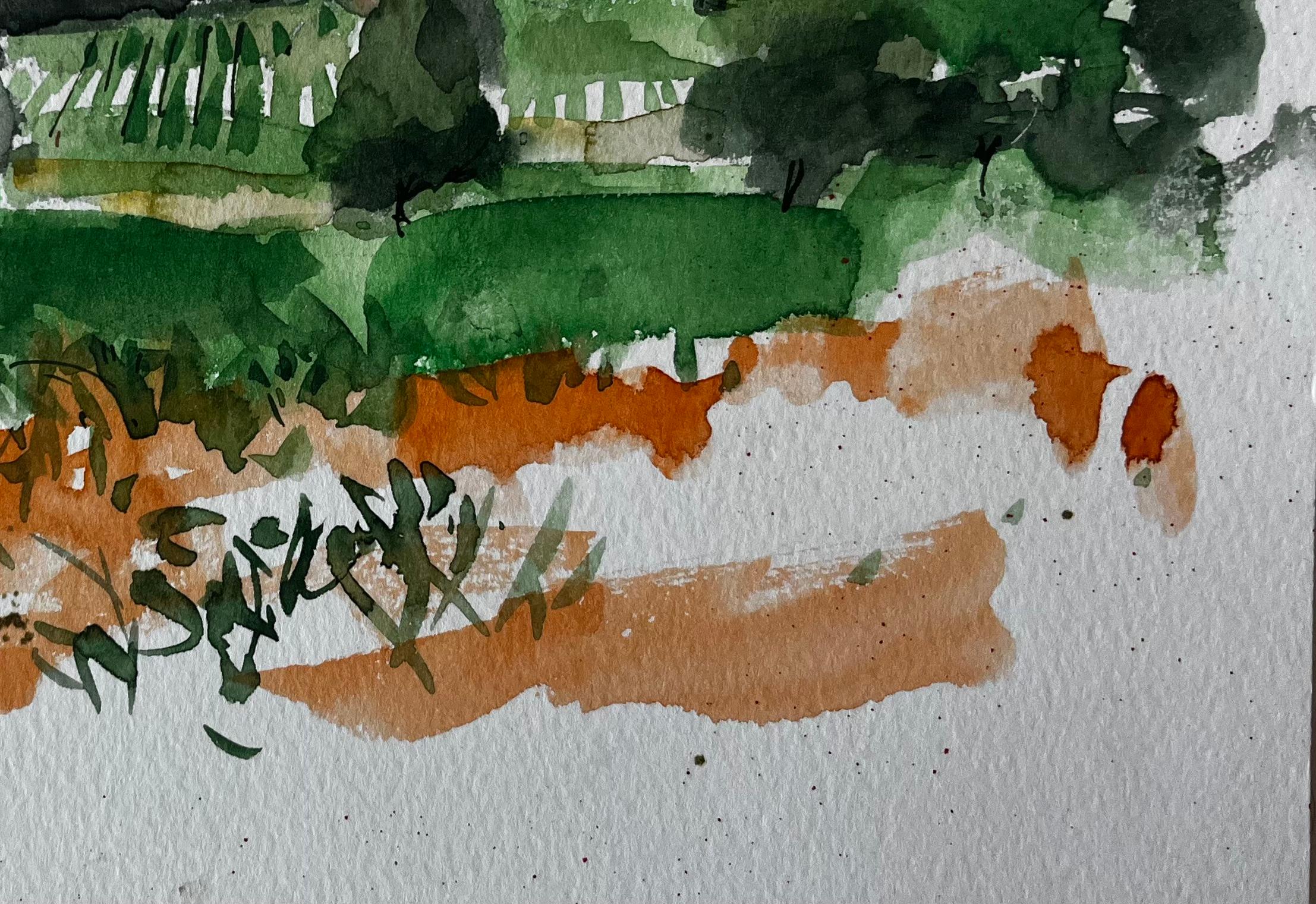 Titre : Village méditerranéen au sommet d'une colline, oliveraies et champs, étude à l'aquarelle
Artistics : Pierre Neveu (français né en 1929)
Moyen d'expression : Aquarelle sur papier d'artiste, non encadrée
Taille (H x L) : 6.25 x 9.75