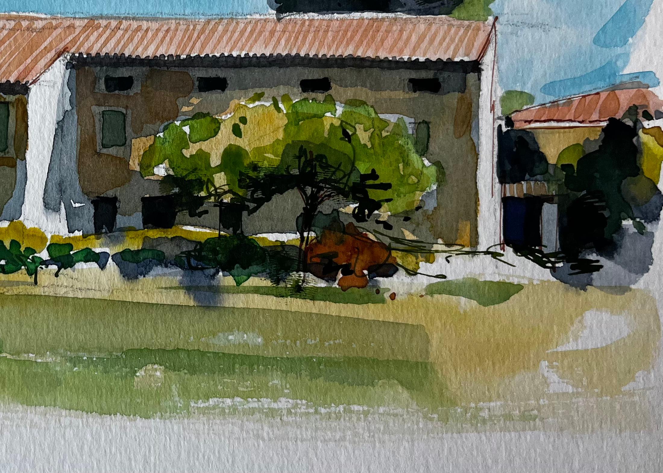 Titolo: Cascina provenzale con tetto in terracotta Alberi e luce estiva Studio ad acquerello
Artista: Pierre Neveu (francese, nato nel 1929)
Medium: Acquerello su carta d'artista, senza cornice
Dimensioni (H. x L): 6,25 x 9,75 pollici
Condit: