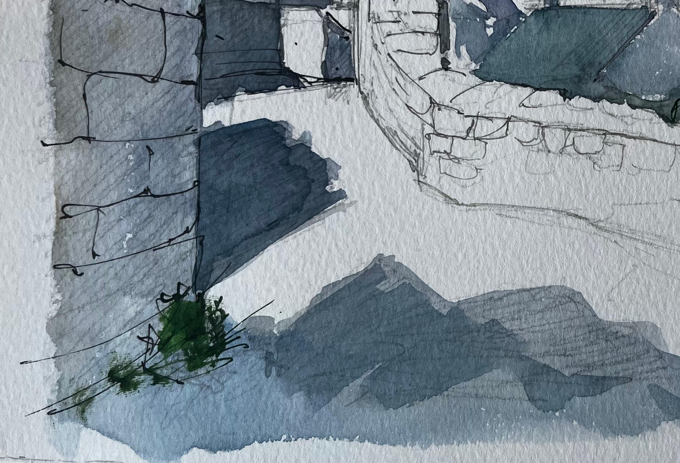 Titolo: Villaggio di Mortemart Mura di pietra Torre della chiesa e cielo estivo Studio ad acquerello
Artista: Pierre Neveu (francese, nato nel 1929)
Medium: Acquerello su carta d'artista, senza cornice
Dimensioni (H. x L): 6,25 x 9,75