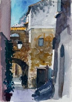 Pierre Neveu - Arco Mediterráneo Callejón Edificios de piedra iluminados por el sol Acuarela Arco Mediterráneo Callejón Edificios de piedra iluminados por el sol Acuarela