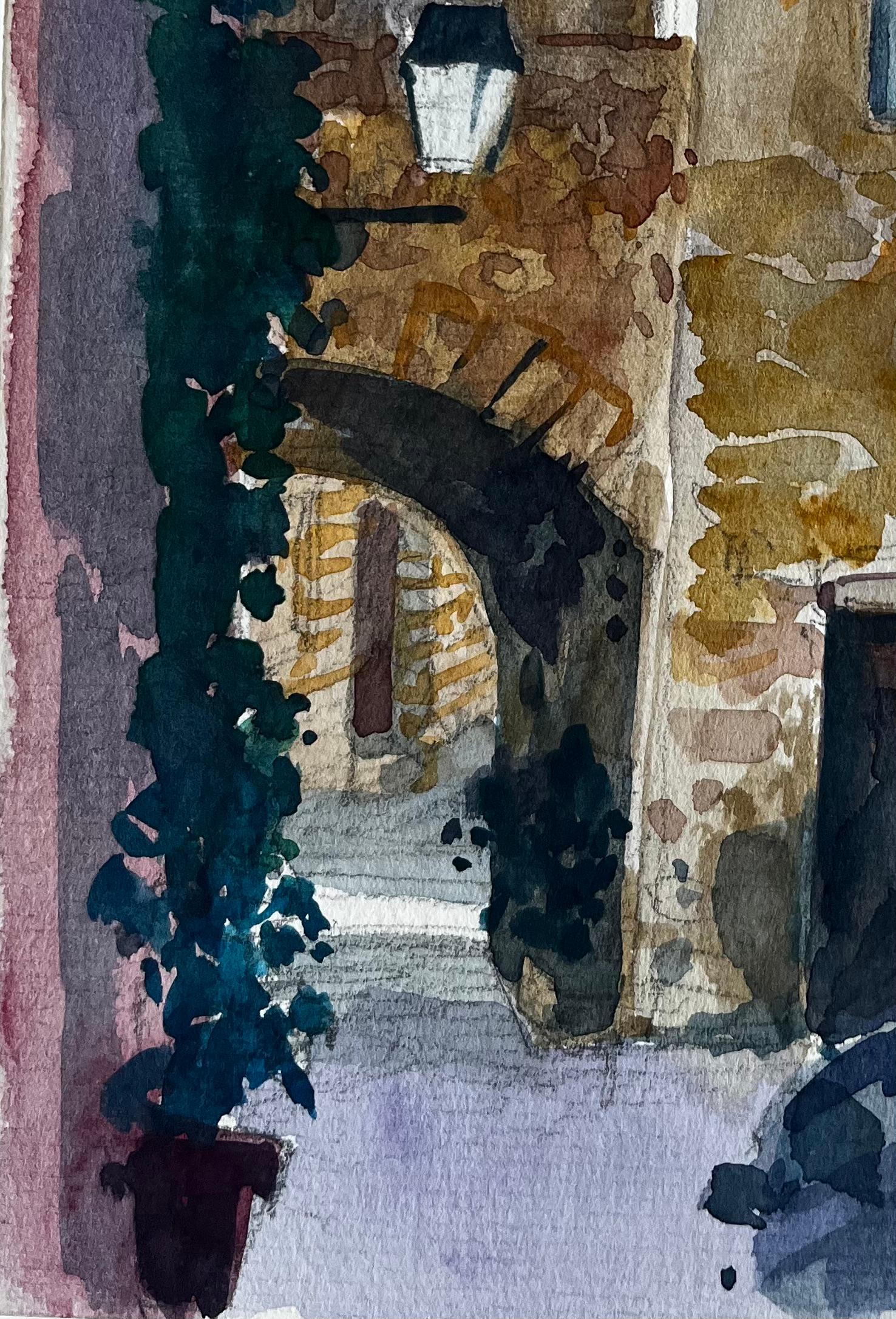 Titre : Arche méditerranéenne Allée ensoleillée Bâtiments en pierre Aquarelle
Artistics : Pierre Neveu (français né en 1929)
Moyen d'expression : Aquarelle sur papier d'artiste, non encadrée
Taille (H x L) : 8.5 x 6.25 pouces
Condit : Bon dans