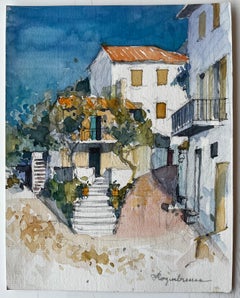 Roquebrune Cap Martin Mediterranean Houses Terracotta Roofs Sunlit Street