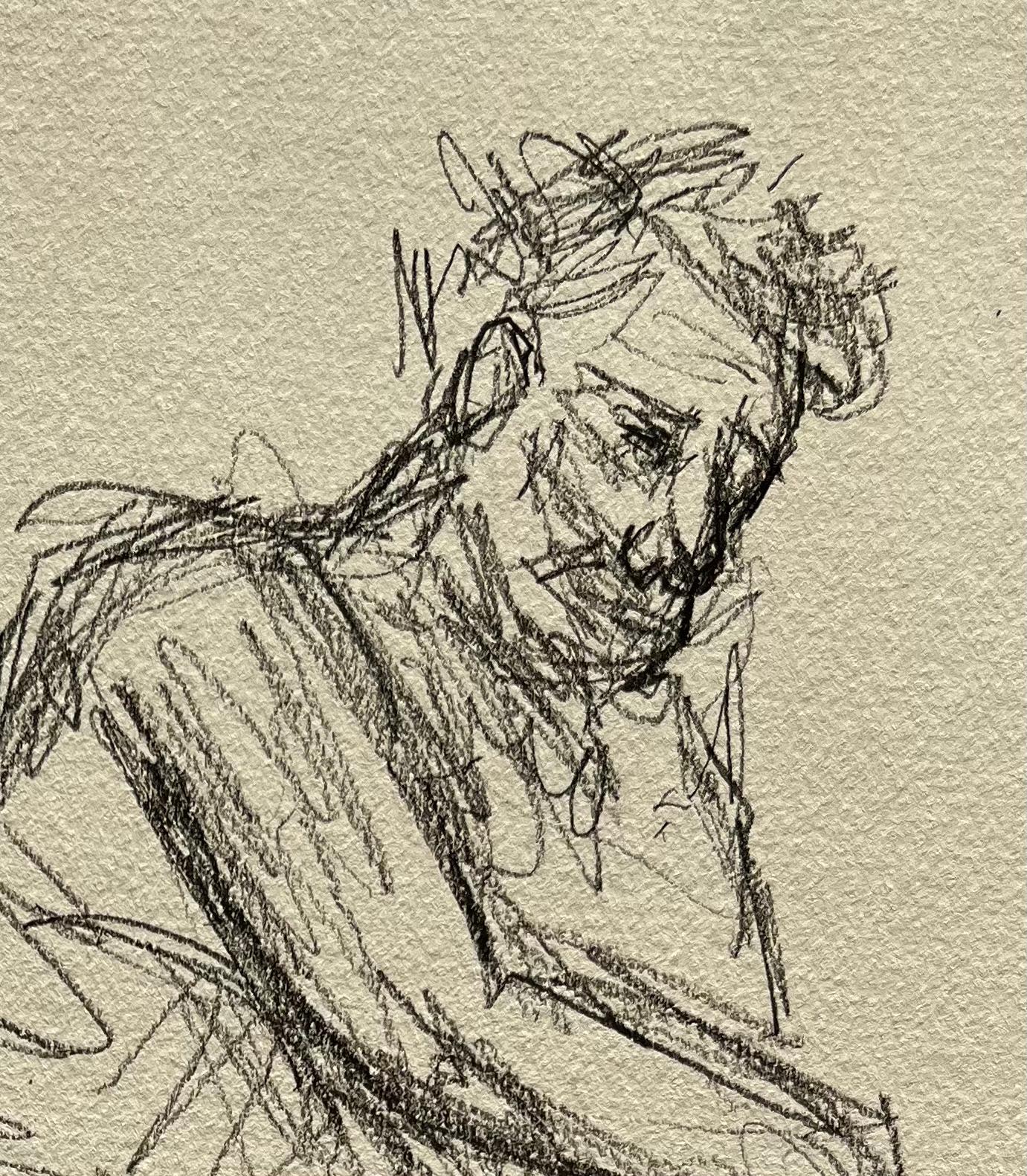 Nu masculin couché Esquisse au crayon sur papier - Contemporain Art par Minty Ramsey