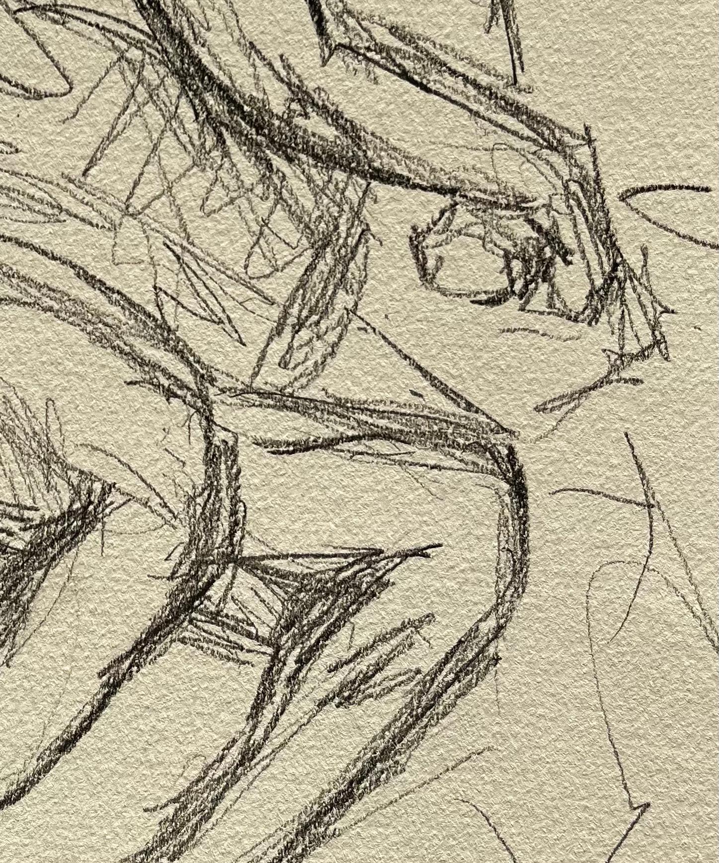 Nu masculin couché Esquisse au crayon sur papier - Beige Figurative Art par Minty Ramsey