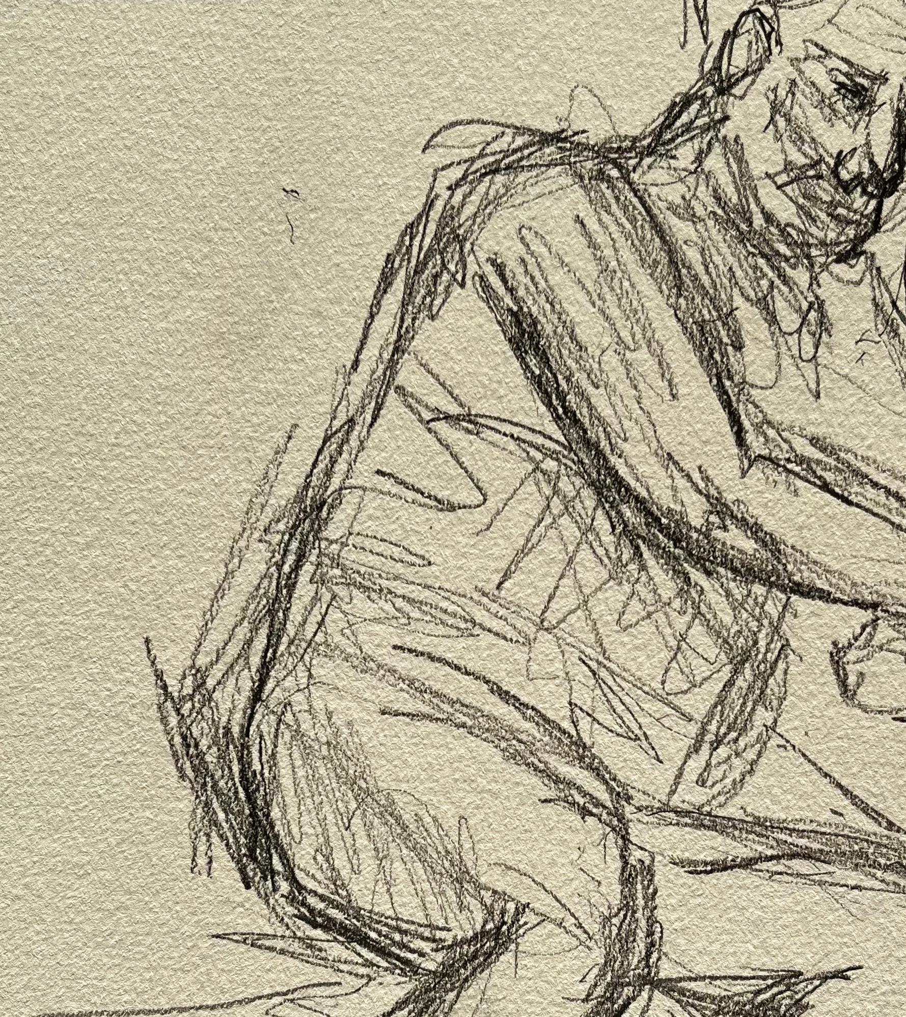 Nu masculin couché Esquisse au crayon sur papier en vente 1