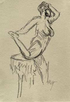 Esquisse dynamique d'une figure féminine nue au crayon sur papier