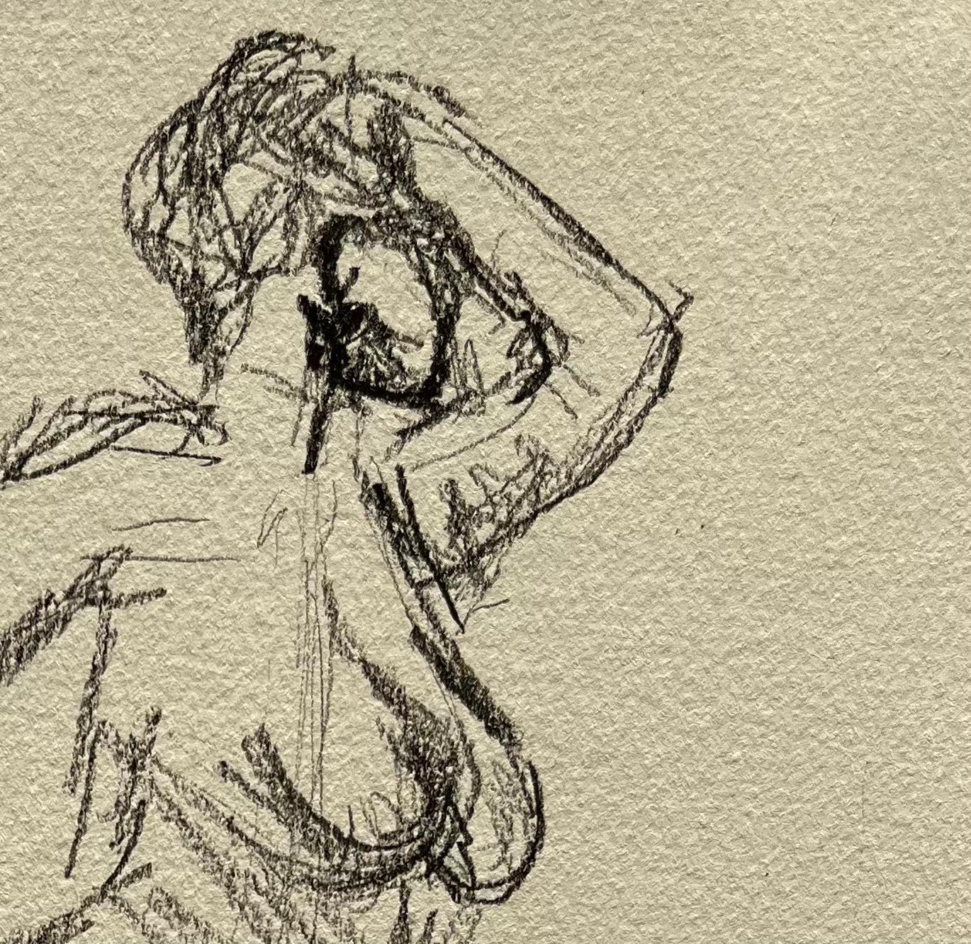 Esquisse dynamique d'une figure féminine nue au crayon sur papier - Contemporain Art par Minty Ramsey