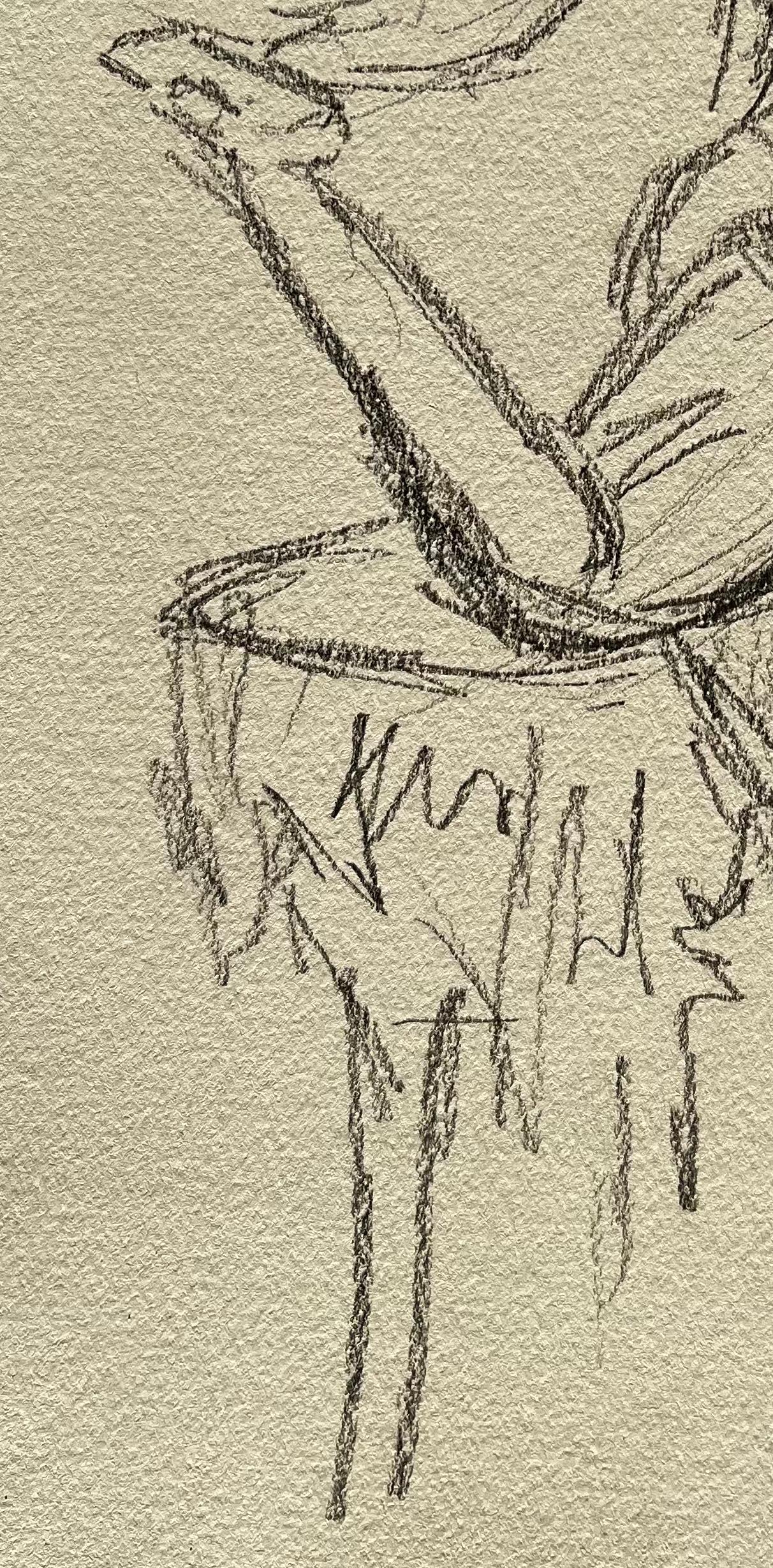 Esquisse dynamique d'une figure féminine nue au crayon sur papier en vente 1