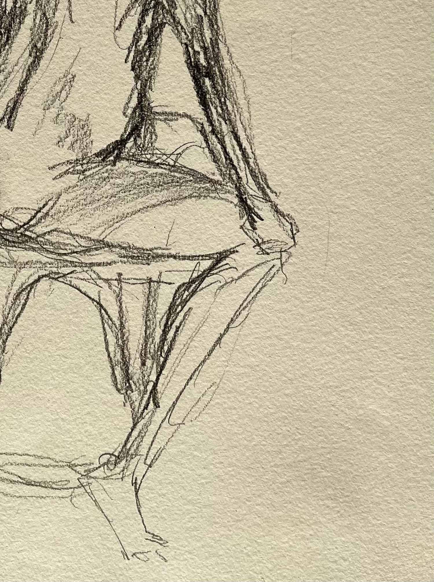 Título: Dibujo de figura femenina desnuda sentada de espaldas Estudio expresivo gestual a lápiz
Por Minty Ramsey
Firmado verso
Tamaño: 11,75 x 16,5 pulgadas (alto x ancho)
Medio: Dibujo a lápiz sobre papel, sin enmarcar
Estado: Buen estado general,