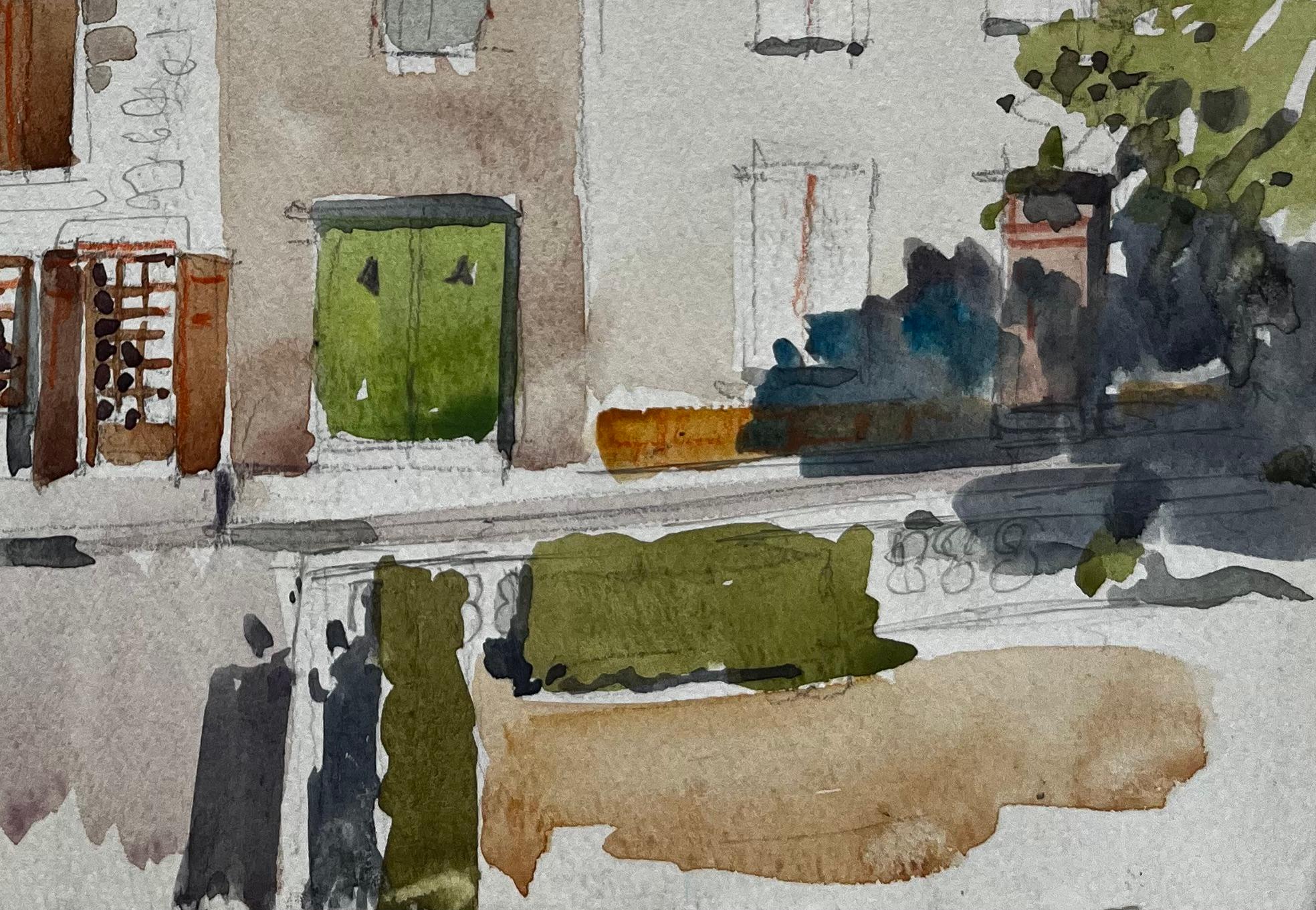 Titolo: Scena di strada di un villaggio francese Tetti in terracotta Case in pietra e porta verde
Artista: Pierre Neveu (francese, nato nel 1929)
Medium: Acquerello su carta da artisti, senza cornice
Dimensioni (H. x L): 6,25 x 9,75 pollici
Condit: