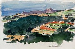 Les Dentelles Provençal Landscape Rolling Hills Vineyards and Mountains