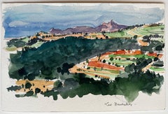 Les Dentelles Provençal Landscape Rolling Hills Vineyards and Mountains