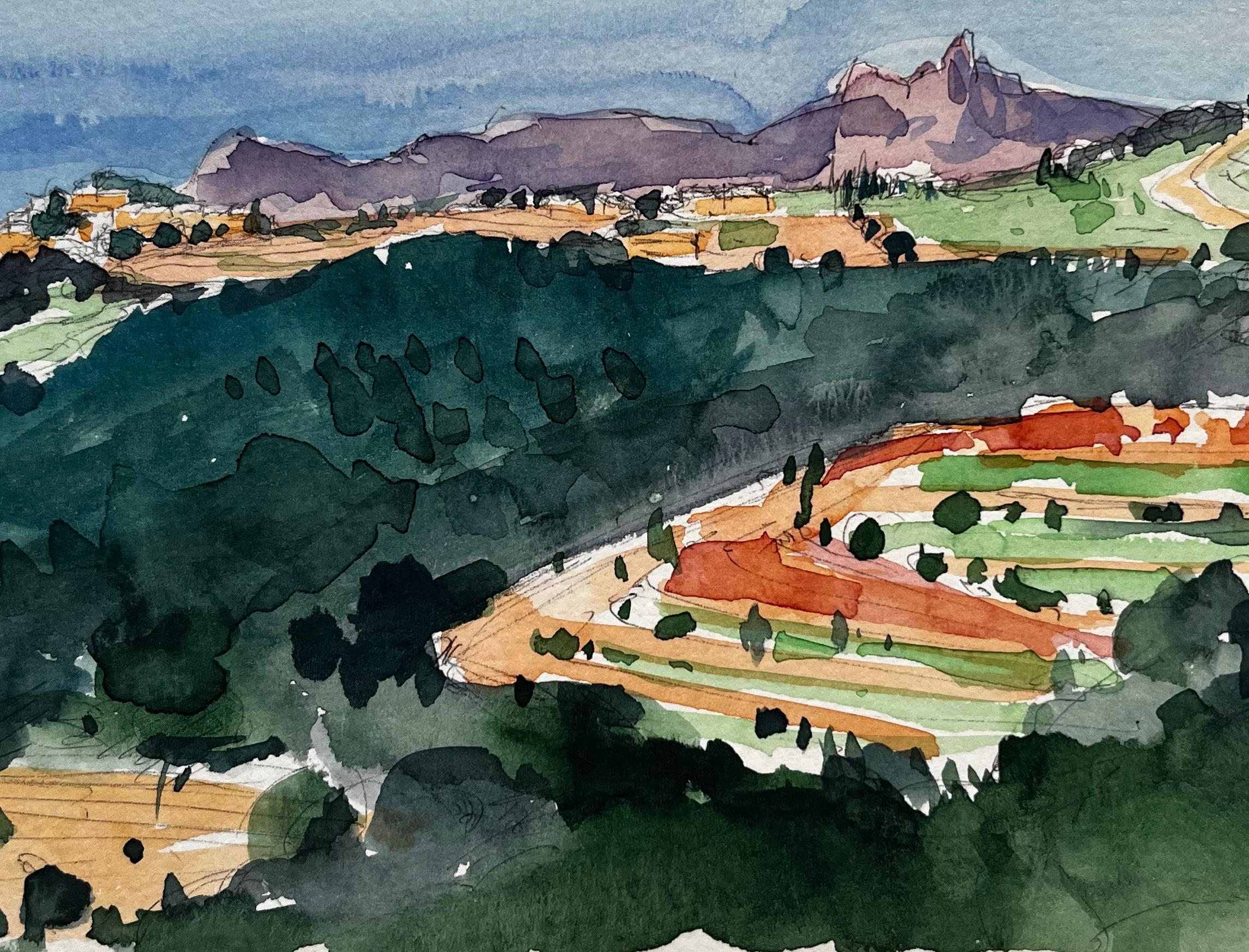 Les Dentelles Paisaje provenzal Colinas ondulantes Viñedos y montañas en venta 2